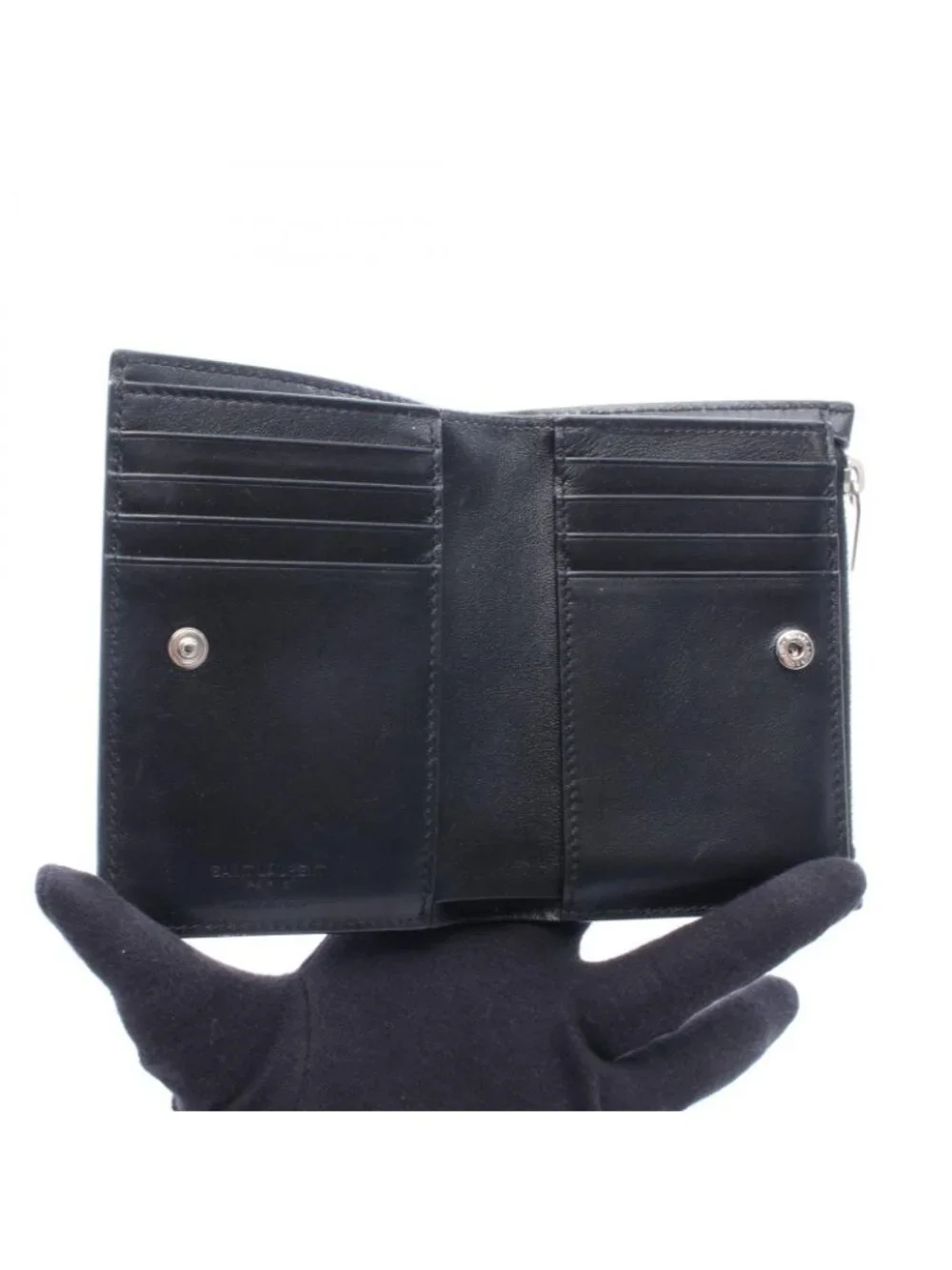 Saint Laurent Paris Bifold Wallet Studded Black Leather - Picture 3 of 8